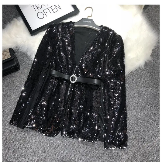 Veste Paillettes Noire Femme - vestes